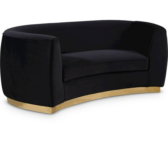 Meridian Furniture Julian Contemporary Velvet Loveseat in Black