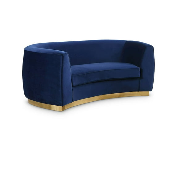 Meridian Furniture Julian Contemporary Velvet Loveseat in Navy