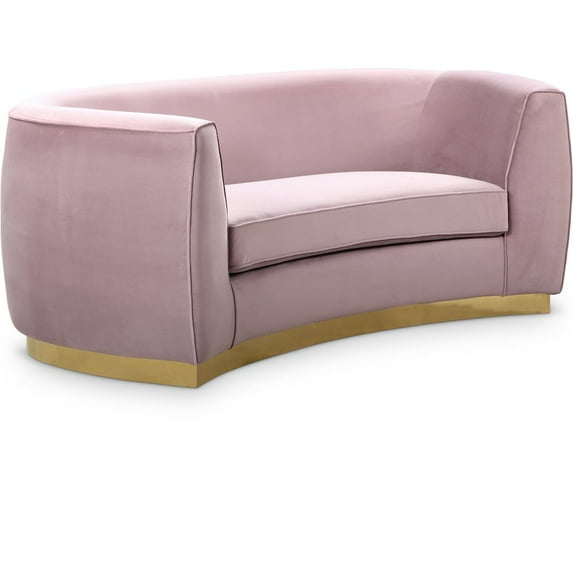 Meridian Furniture Julian Contemporary Velvet Loveseat in Pink