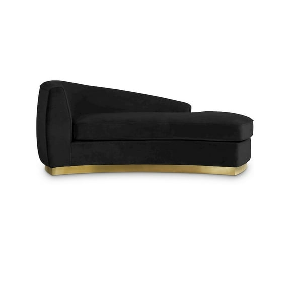 Meridian Furniture Julian Curved Back Velvet Chaise in Black and Gold