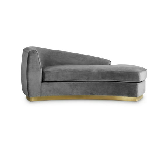 Meridian Furniture Julian Curved Back Velvet Chaise in Gray and Gold