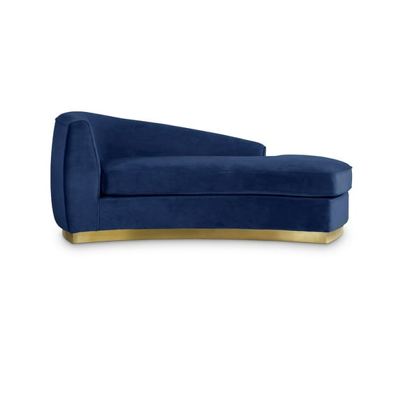 Meridian Furniture Julian Curved Back Velvet Chaise in Navy and Gold