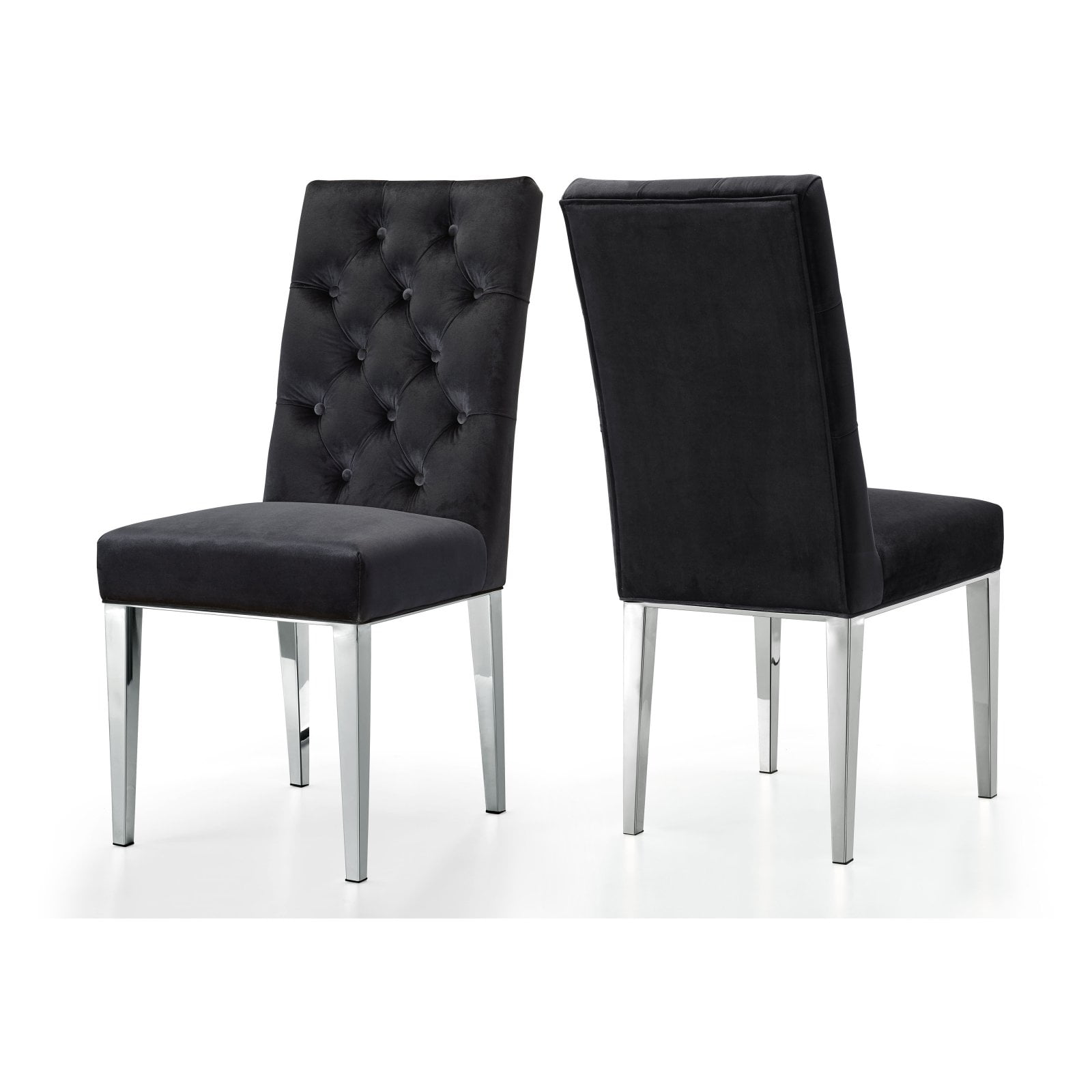 Luxe Parsons 42" High Black Velvet Upholstered Side Chair with Metal Base