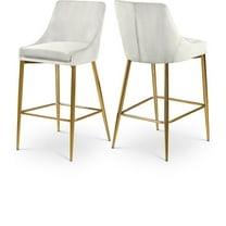 Meridian Furniture Karina 27.5"H Velvet Counter Stool in Cream (Set of 2)