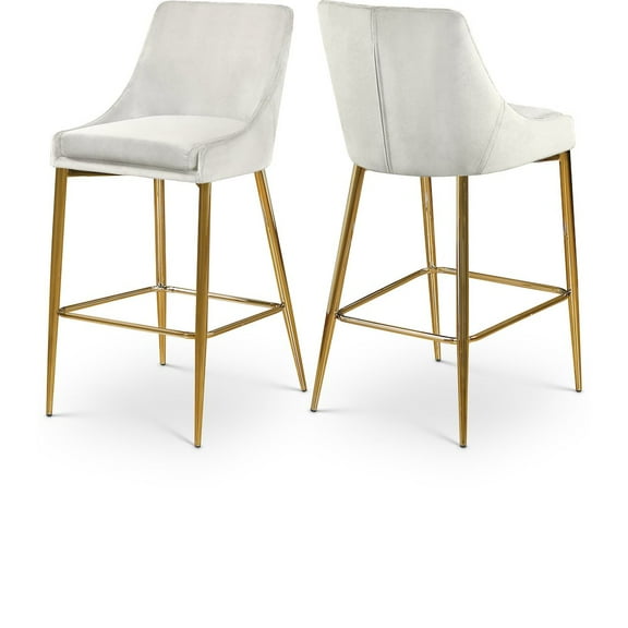 Meridian Furniture Karina 27.5"H Velvet Counter Stool in Cream (Set of 2)