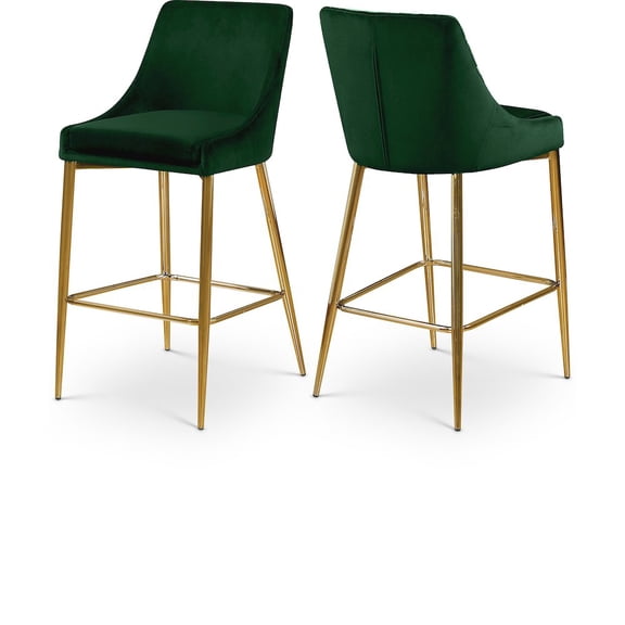 Meridian Furniture Karina 27.5"H Velvet Counter Stool in Green (Set of 2)