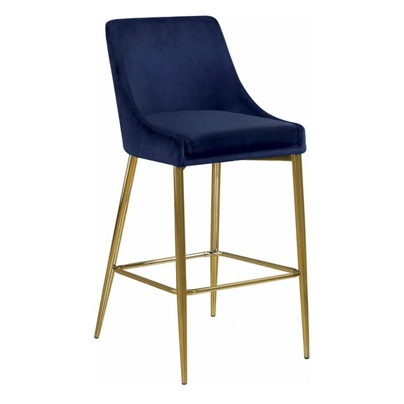 Meridian Furniture Karina 27.5"H Velvet Counter Stool in Navy (Set of 2)