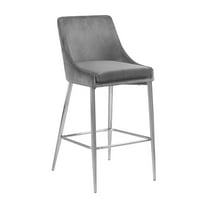 Meridian Furniture Karina Contemporary Velvet Stool, Grey (Set of 2)