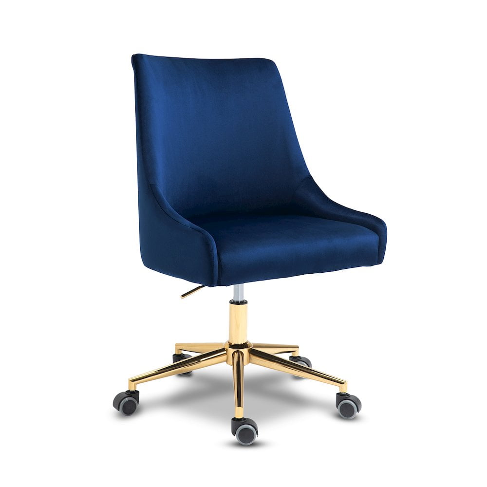 Karina Adjustable Swivel Navy Velvet & Gold Office Chair