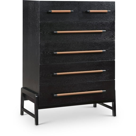 Meridian Furniture Kaya Black Chest with Vegan Leather Upholstered Handles