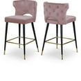 thumbnail image 1 of Meridian Furniture Kelly 28"H Velvet Counter Stool in Pink (Set of 2), 1 of 5