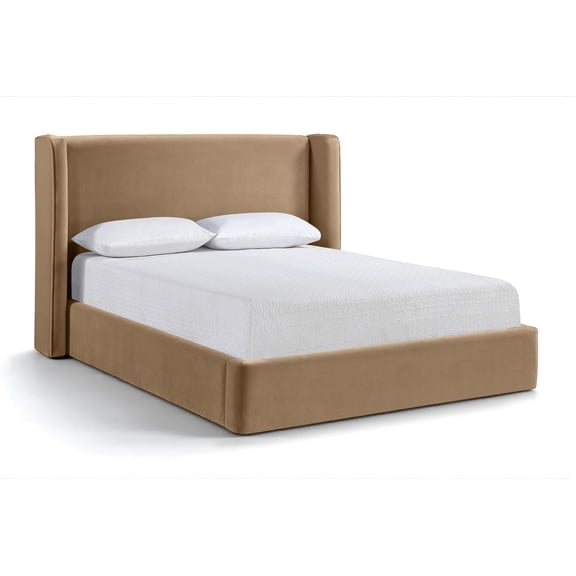 Meridian Furniture Kendall Beige Velvet Upholstered Queen Bed