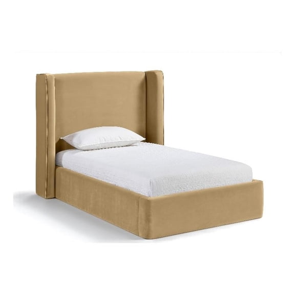 Meridian Furniture Kendall Camel Velvet Upholstered Twin Bed