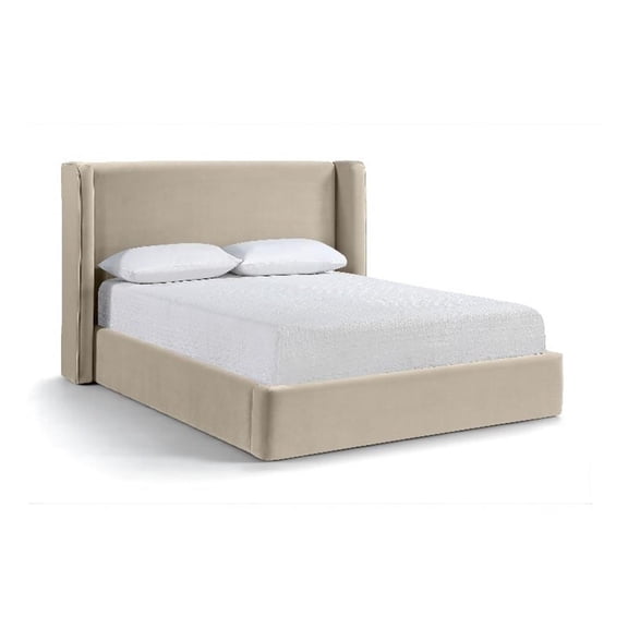 Meridian Furniture Kendall Cream Velvet Upholstered Full Bed