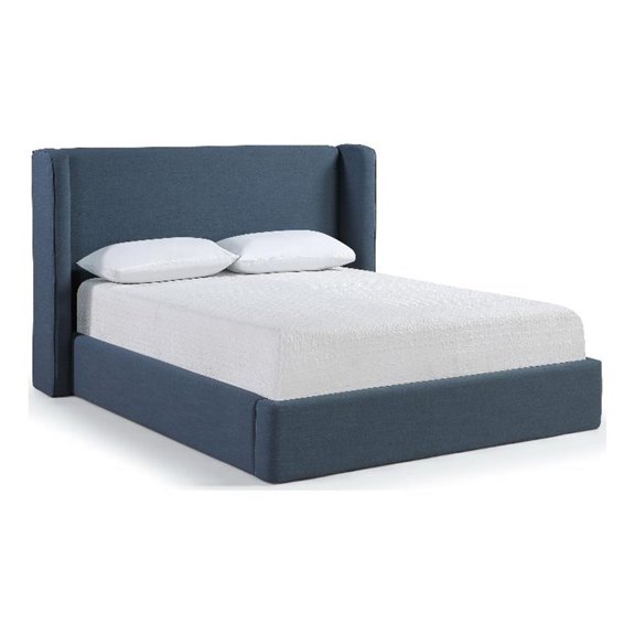 Meridian Furniture Kendall Navy Linen Textured Fabric Upholstered King Bed