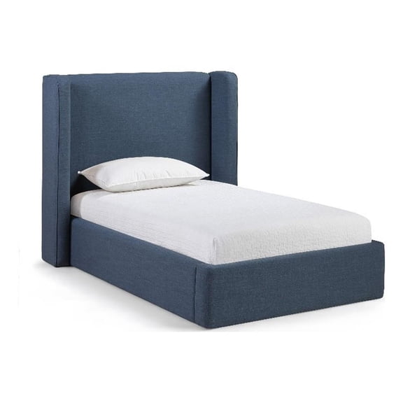 Meridian Furniture Kendall Navy Linen Textured Fabric Upholstered Twin Bed