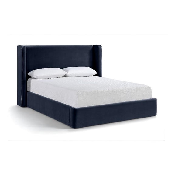 Meridian Furniture Kendall Navy Velvet Upholstered King Bed