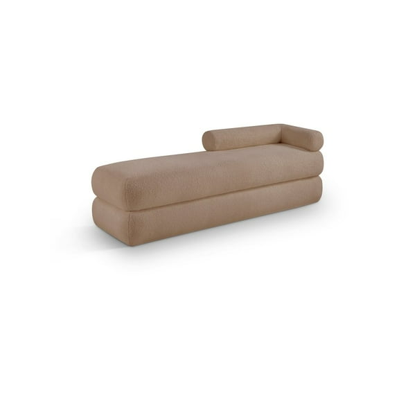 Meridian Furniture Kennedy Beige Faux Shearling Teddy Fabric Bench