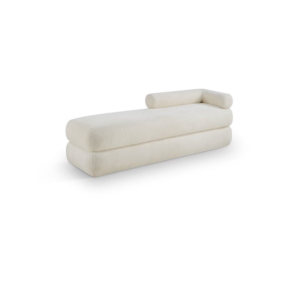 Meridian Furniture Kennedy Cream Faux Shearling Teddy Fabric Bench