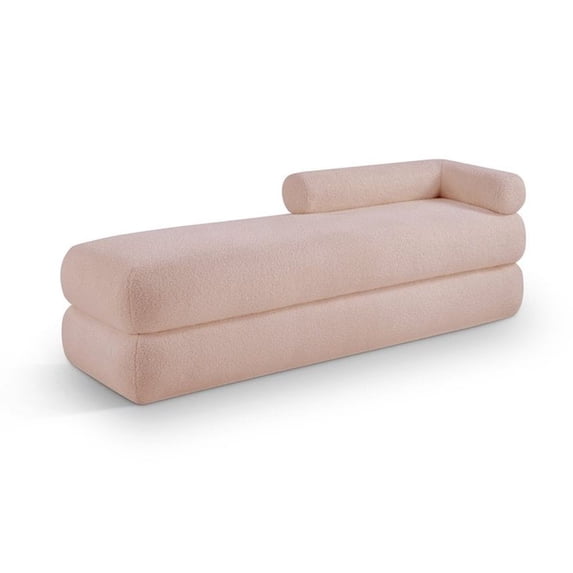 Meridian Furniture Kennedy Pink Faux Shearling Teddy Fabric Bench