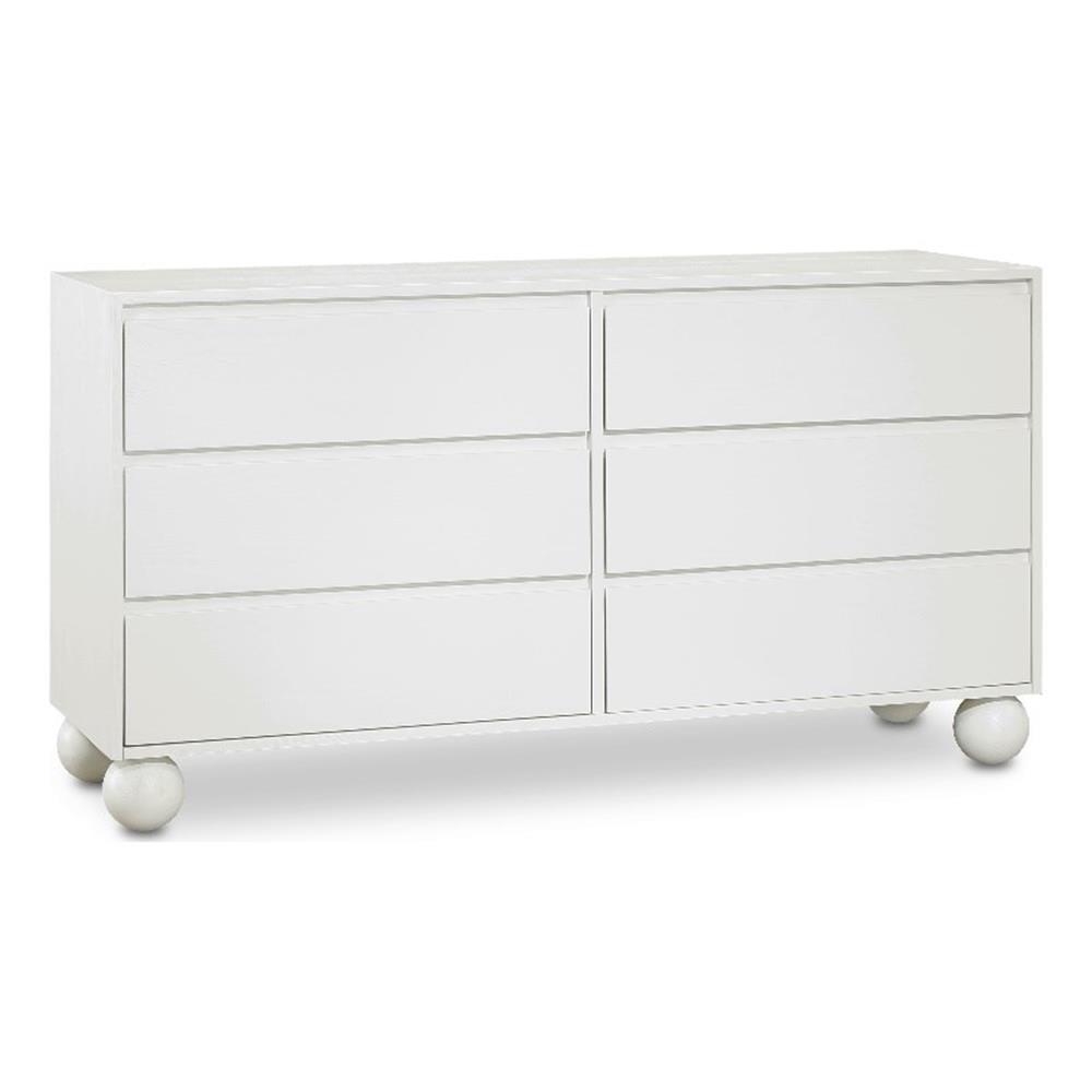 Kent Cream Solid Ash Wood Horizontal Dresser with Ball Legs