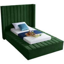 Meridian Furniture Kiki Solid Wood and Velvet Twin Bed in Green