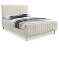 thumbnail image 1 of Meridian Furniture King Contemporary Fabric Platform Bed with Gold Legs, Cream Velvet, 1 of 9