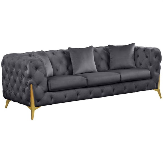 Meridian Furniture Kingdom Grey Velvet Sofa