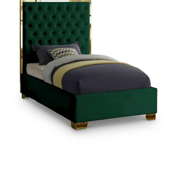 Meridian Furniture Lana Green Velvet Twin Bed