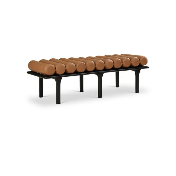 Meridian Furniture Landon Cognac Vegan Leather Bench
