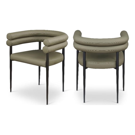 Meridian Furniture Lavina Olive Vegan Leather Dining Chair (Set of 2)