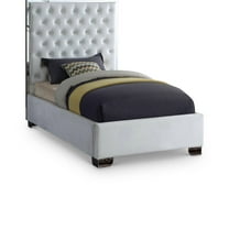 Meridian Furniture Lexi Solid Wood and Velvet Twin Bed in White
