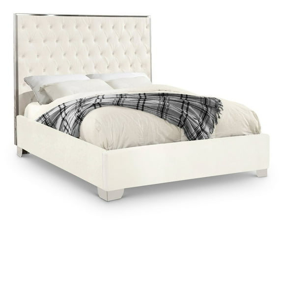 Meridian Furniture Lexi White Velvet King Bed