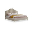 thumbnail image 1 of Meridian Furniture Lily Solid Wood and Tufted Velvet King Bed in Cream, 1 of 7