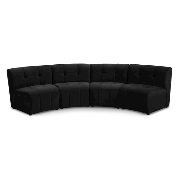 Meridian Furniture Limitless Black Velvet Modular 4 Piece Sectional