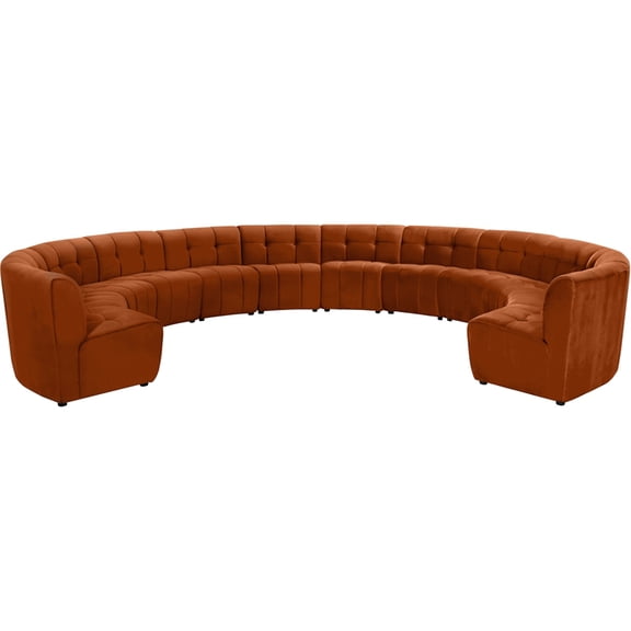 Meridian Furniture Limitless Cognac Velvet Modular 12 Piece Sectional