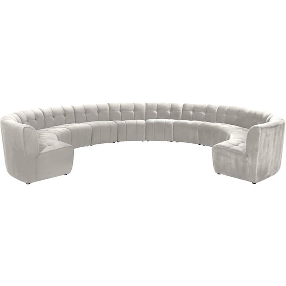 Meridian Furniture Limitless Cream Velvet Modular 12 Piece Sectional