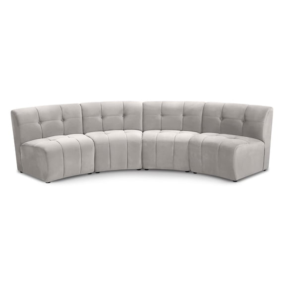 Meridian Furniture Limitless Cream Velvet Modular 4 Piece Sectional
