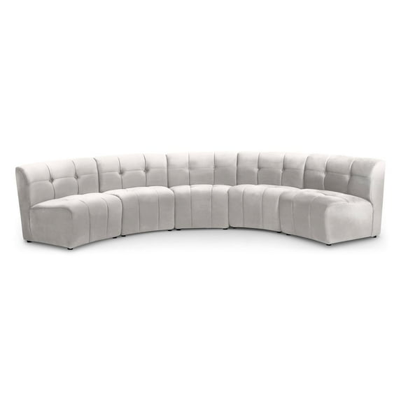Meridian Furniture Limitless Cream Velvet Modular 5 Piece Sectional