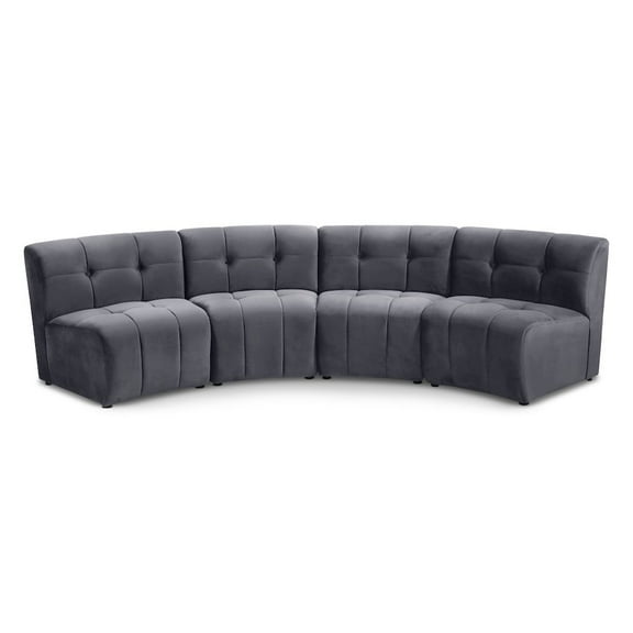 Meridian Furniture Limitless Gray Velvet Modular 4 Piece Sectional