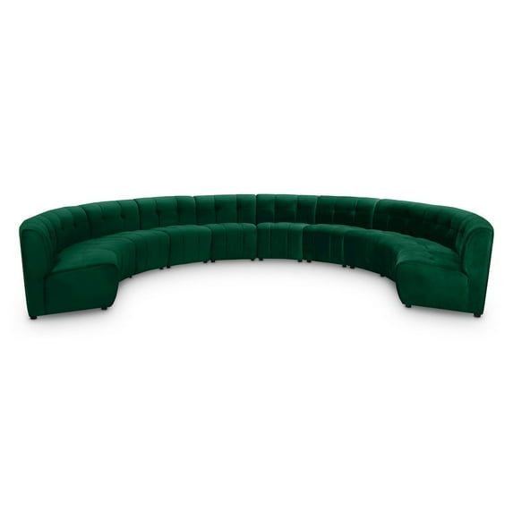 Meridian Furniture Limitless Green Velvet Modular 10 Piece Sectional