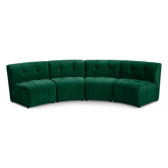 Meridian Furniture Limitless Green Velvet Modular 4 Piece Sectional