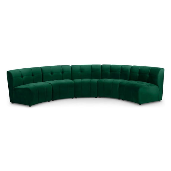 Meridian Furniture Limitless Green Velvet Modular 5 Piece Sectional