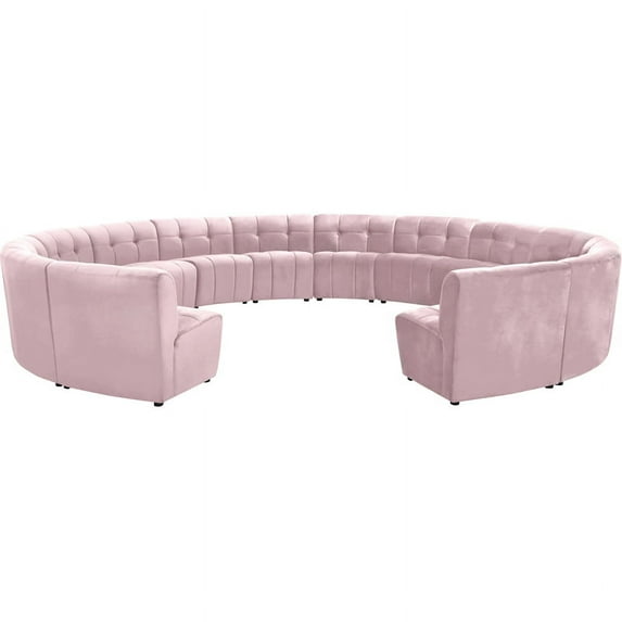 Meridian Furniture Limitless Pink Velvet Modular 14 Piece Sectional