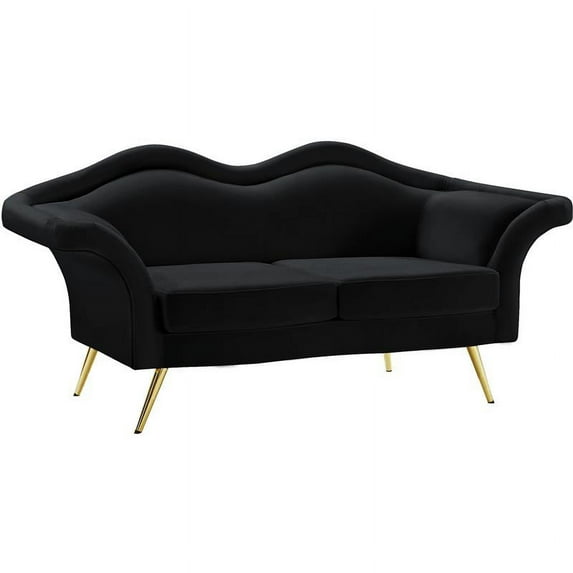 Meridian Furniture Lips Black Velvet Loveseat