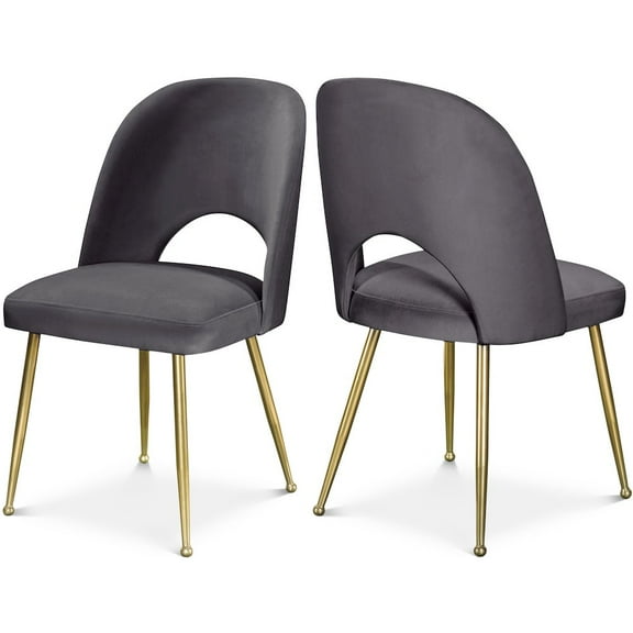 Meridian Furniture Logan Gray Velvet Dining Chair (Set of 2)