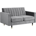 thumbnail image 1 of Meridian Furniture Lola Contemporary Velvet Loveseat in Gray, 1 of 8