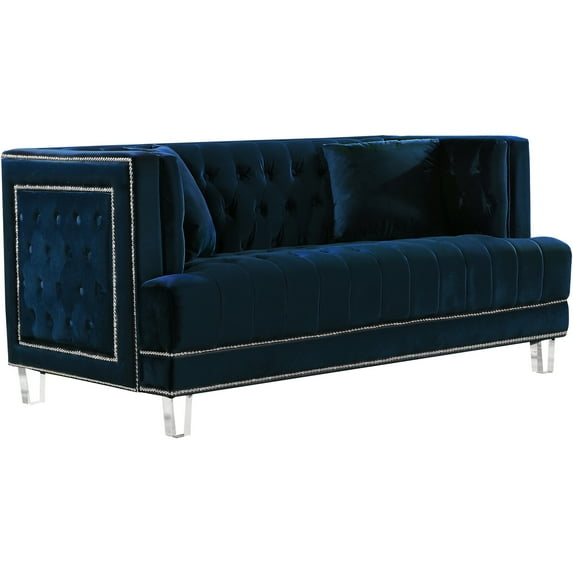 Meridian Furniture Lucas Velvet Loveseat-Color:Navy Velvet,Style:Contemporary