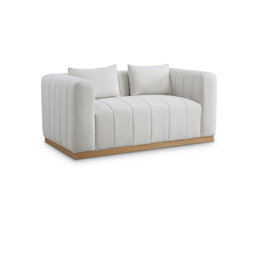 Meridian Furniture Lucia Cream Linen Textured Fabric Loveseat - Walmart.com