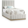 thumbnail image 1 of Meridian Furniture Lucia Cream Linen Textured Fabric Twin Bed, 1 of 11